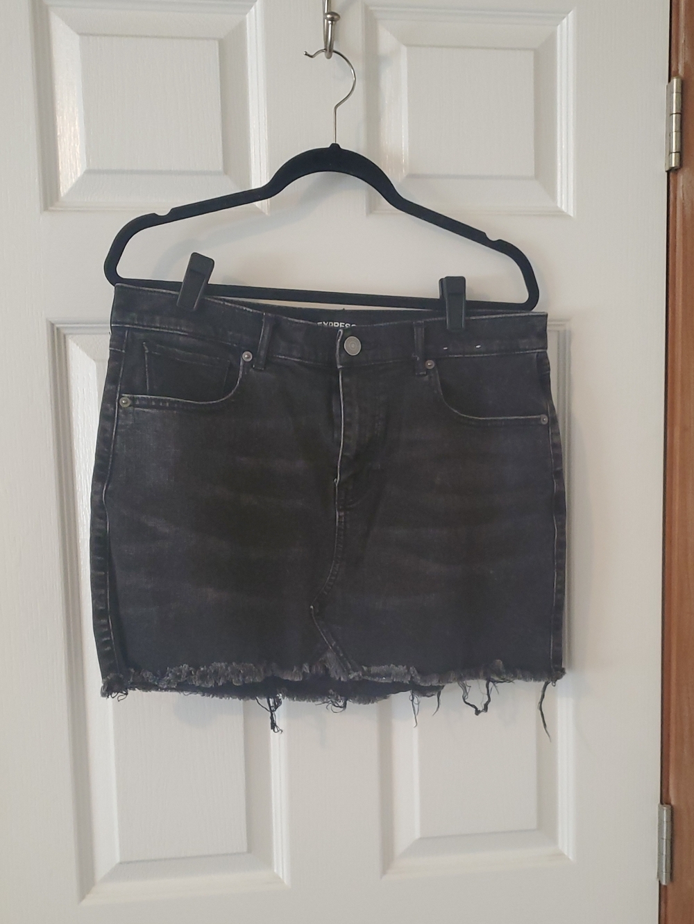 2/$10 Express Black Distressed Denim Mini Skirt